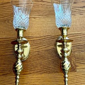 2 beautiful gold sconces - 14.5 inches long, holds teacup candle